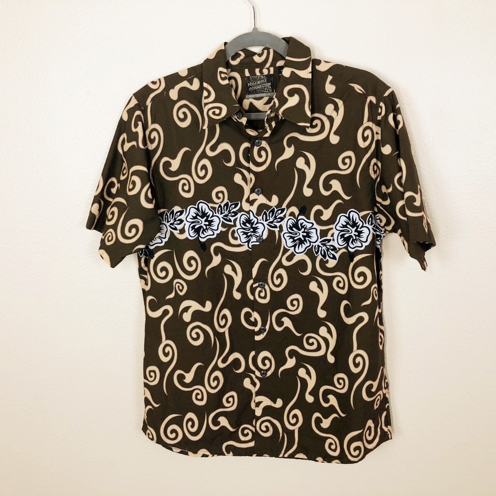 Pineapple Connection Med Brown Tan Hawaiian Shirt